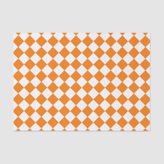 Papier Mousseline Motif diamant Orange White Checker (Recto)