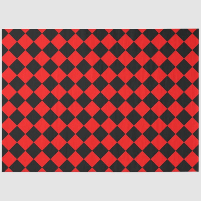Papier Mousseline Motif diamant Red Black Checker (Recto)