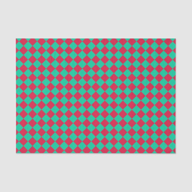 Papier Mousseline Motif diamant Red Green Checker (Recto)