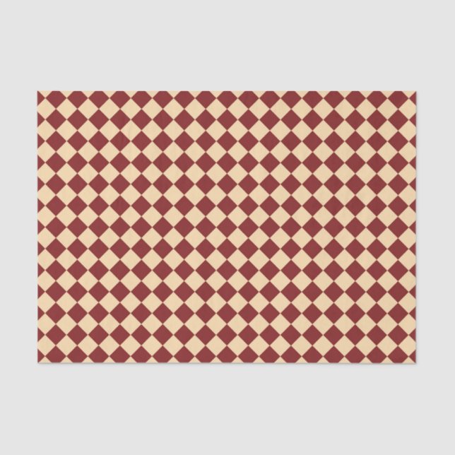 Papier Mousseline Motif diamant rouge jaune Checker (Recto)