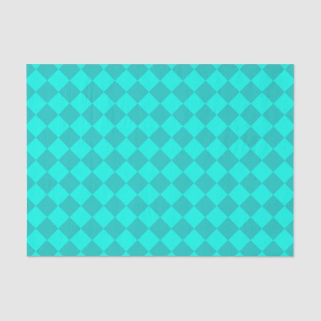 Papier Mousseline Motif diamant turquoise Checker (Recto)