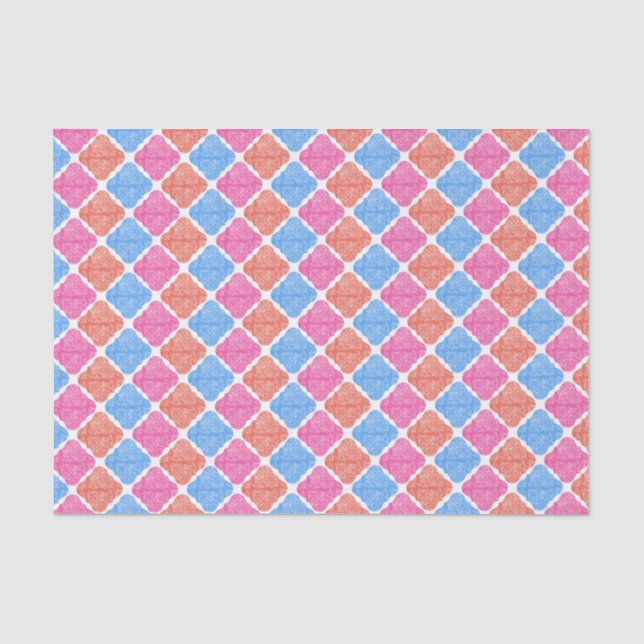 Papier Mousseline Motif diamants patchwork orné (Recto)