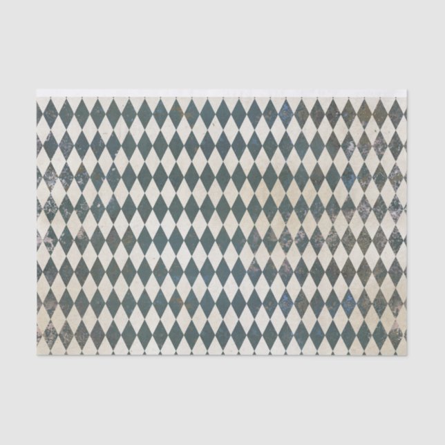 Papier Mousseline Motif Diamond Arlequin Vert (Recto)