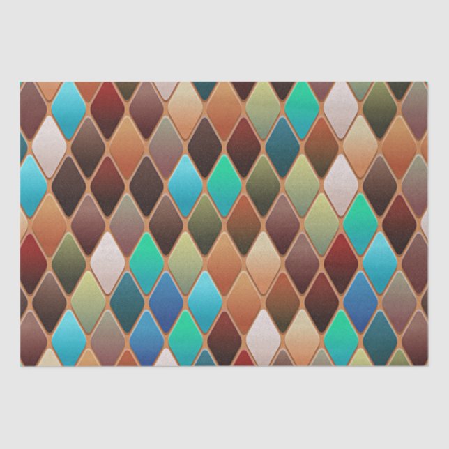 Papier Mousseline Motif Diamond coloré (Recto)