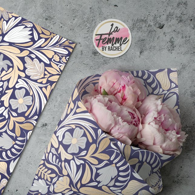 Papier Mousseline Motif d'illustration de la feuille florale blanche (Créateur téléchargé)