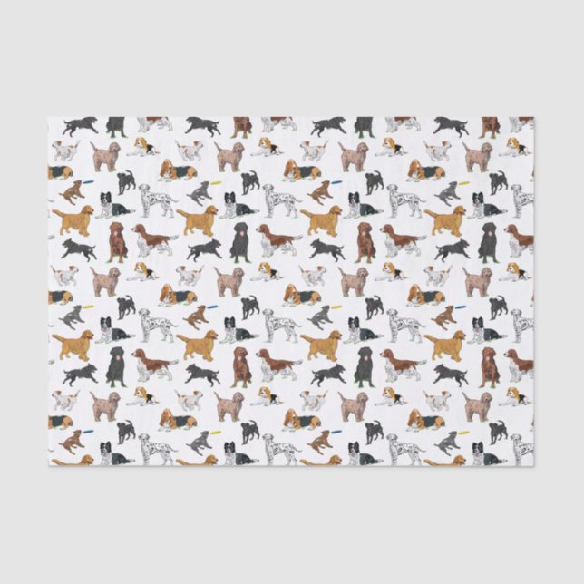 Papier Mousseline Motif d'illustrations de chiens mignons (Recto)