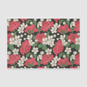 Papier Mousseline Motif d'illustrations de roses rouges et de fleurs