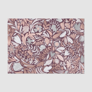 Papier Mousseline Motif d'illustrations florales de Bourgogne rose