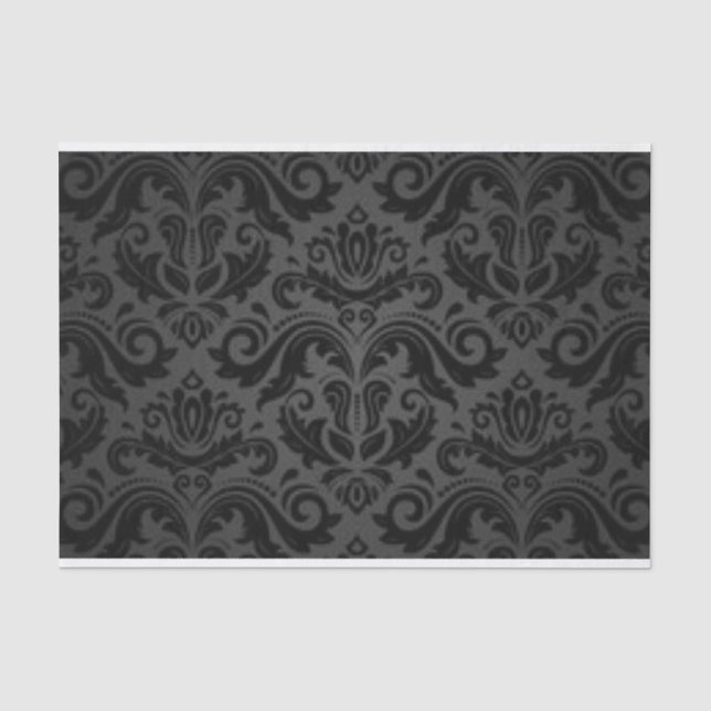 Papier Mousseline Motif d'impression en damas noir (Recto)