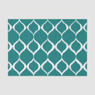 Papier Mousseline Motif d'impression tribal Ikat géométrique turquoi