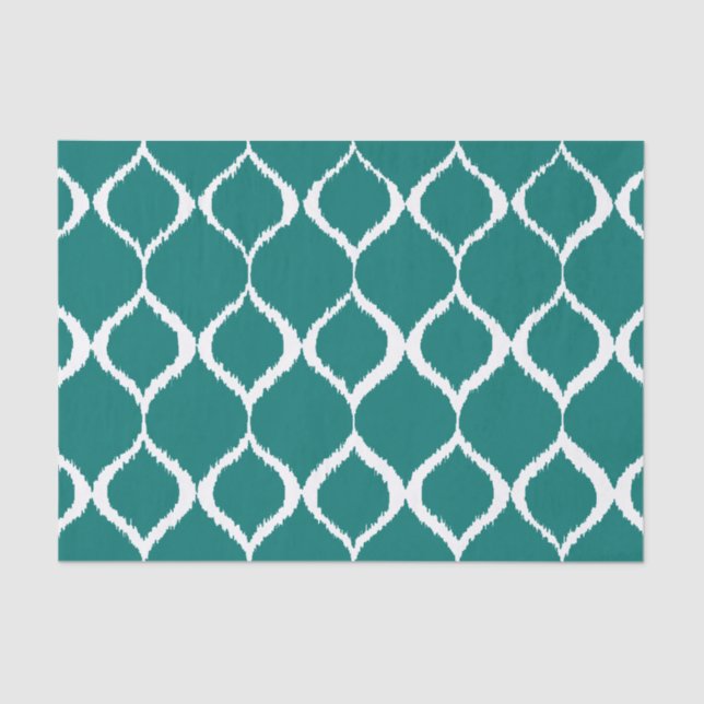 Papier Mousseline Motif d'impression tribal Ikat géométrique turquoi (Recto)