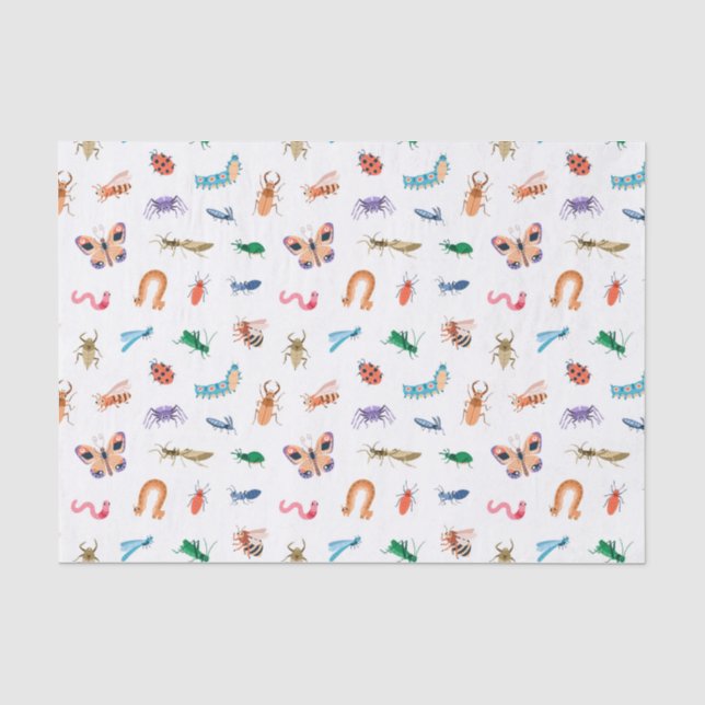 Papier Mousseline Motif d'insectes coloré mignon (Recto)