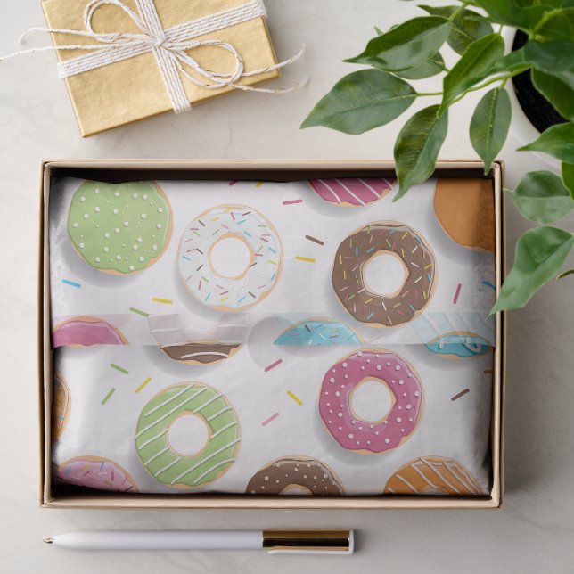 Papier Mousseline Motif Donuts  (Cadeau)