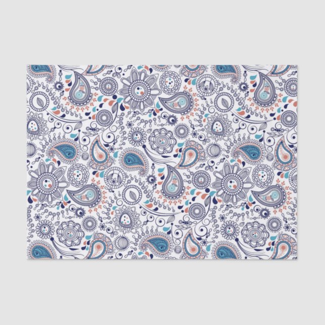 Papier Mousseline Motif Doodle Paisley (Recto)