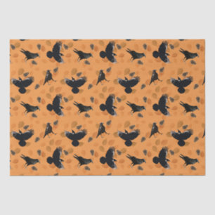 Papier Mousseline Motif d'Orange Autumn Woodland Leaf et Crow Bird