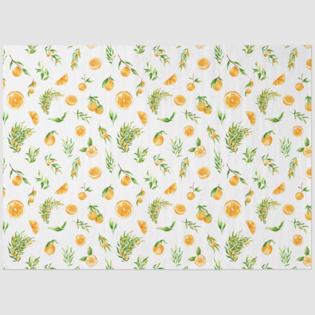 Papier Mousseline Motif d'oranges et de feuillage (Recto)