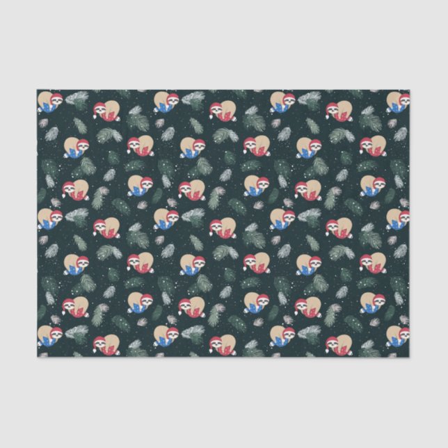 Papier Mousseline Motif d'ornement de paresse de Joyeux Noël (Recto)