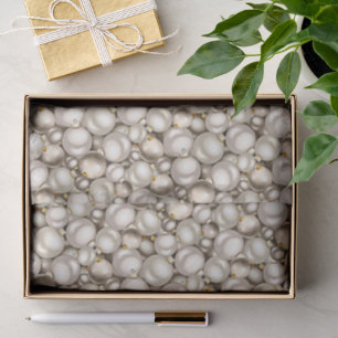 Papier Mousseline Motif d'ornements en argent chic ivoire or Baubles