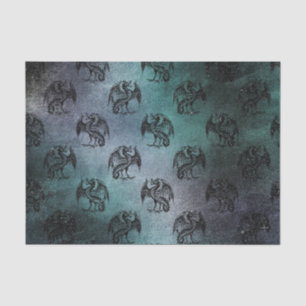 Papier Mousseline Motif dragon grunge vintage