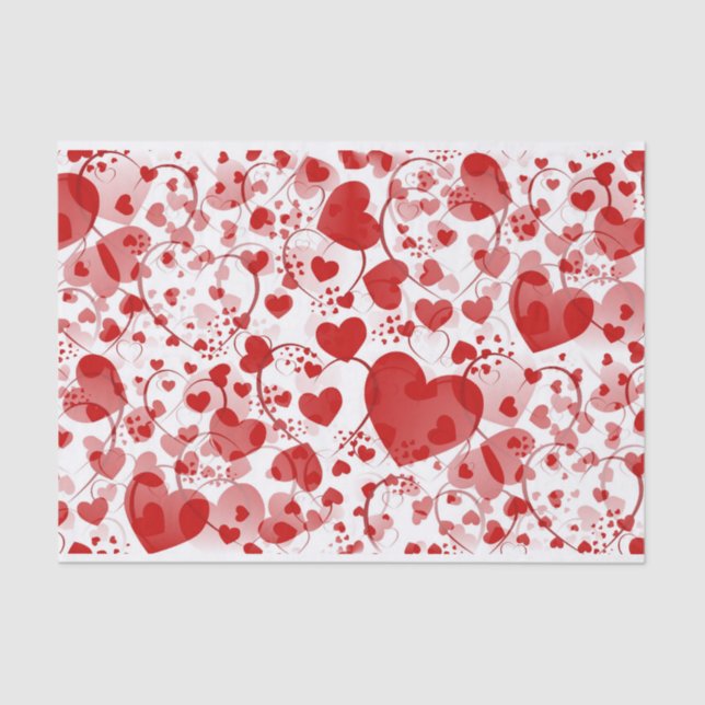Papier Mousseline Motif drôle VII de coeur - blanc rouge + votre (Recto)