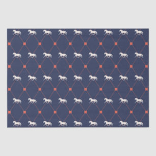 Papier Mousseline Motif du Cheval de Trottes Harleqiun bleu et vert