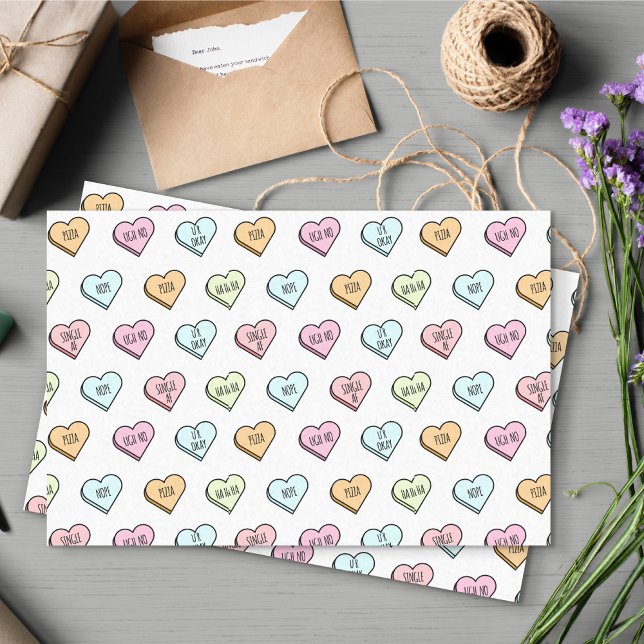 Papier Mousseline Motif du Coeur de bonbons de Valentine Sarcastique (Sarcastic Valentine’s Candy Heart Pattern Tissue Paper)