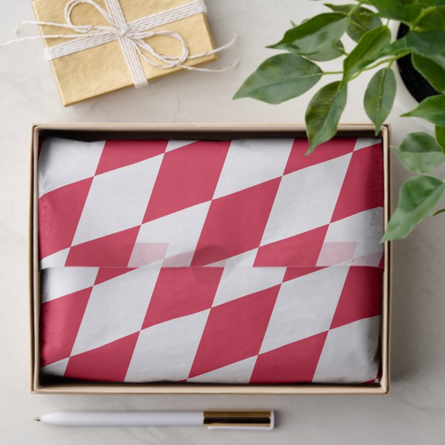 Papier Mousseline Motif du drapeau diamant de Bavière rouge et blanc (Cadeau)