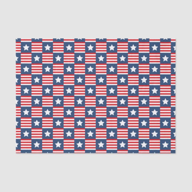 Papier Mousseline Motif du drapeau patriotique rouge, blanc et bleu  (Recto)