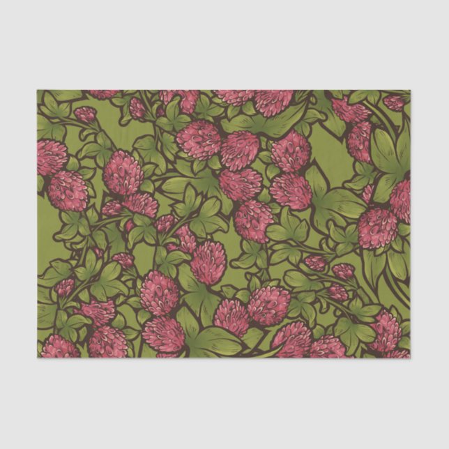 Papier Mousseline Motif du Jardin de Clover Rouge (Recto)