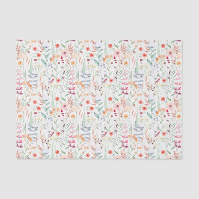 Papier Mousseline Motif du jardin de fleurs Pastel (Recto)