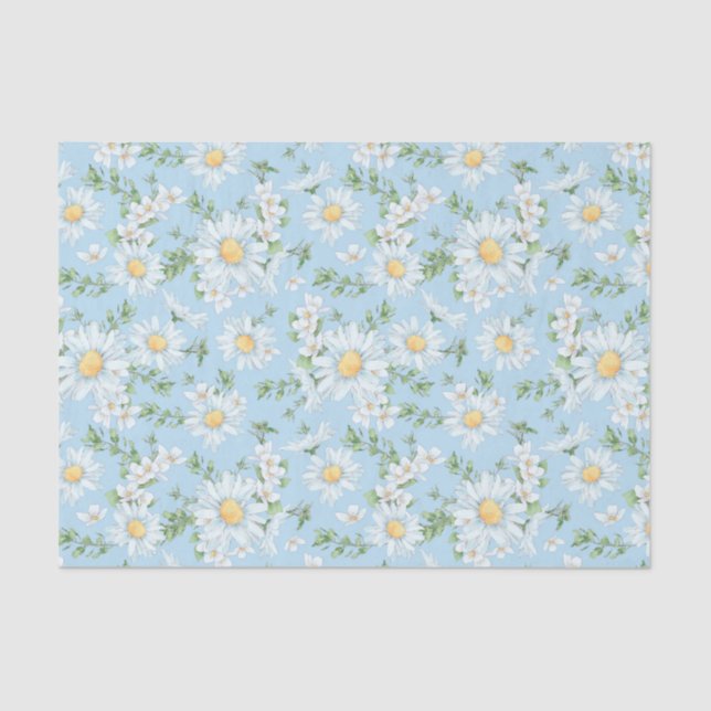 Papier Mousseline Motif du jardin fleuri Pastel Daisy (Recto)