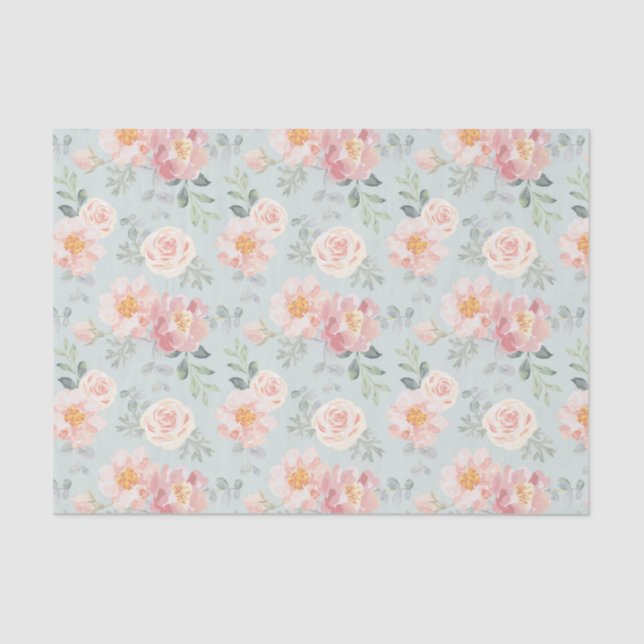 Papier Mousseline Motif du jardin rose Rose Rose Pastel (Recto)