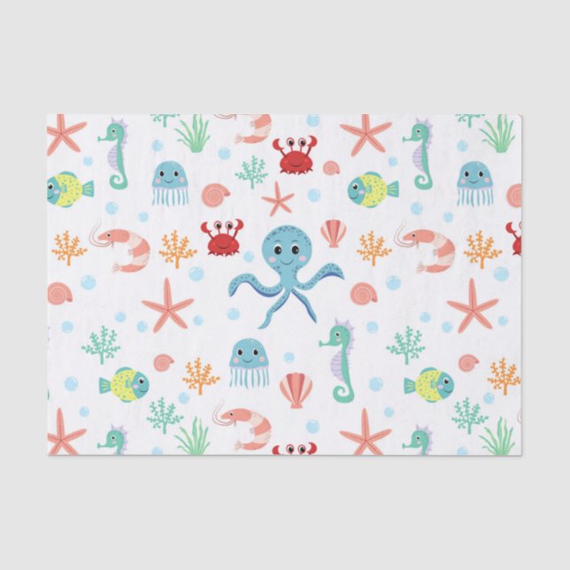 Papier Mousseline Motif du monde marin (Recto)