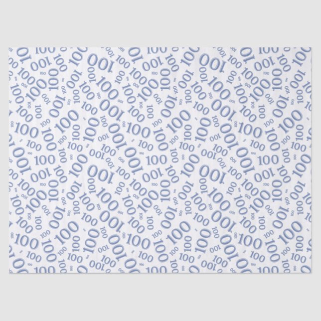 Papier Mousseline motif du numéro aléatoire bleu/blanc du 0e anniver (Recto)