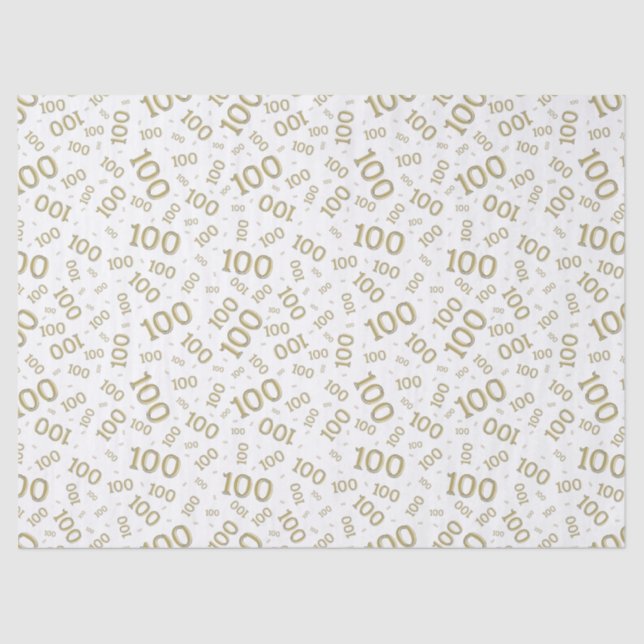 Papier Mousseline motif du numéro aléatoire or/blanc de 0e anniversa (Recto)