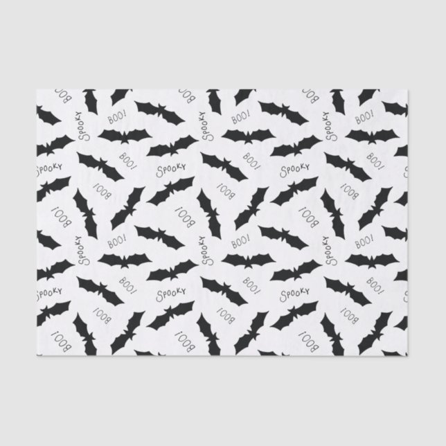 Papier Mousseline Motif Éffrayant Halloween Black Bat Boo (Recto)