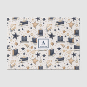 Papier Mousseline Motif Elegant Blue & Gold (7)