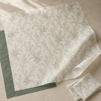 Papier Mousseline Motif Élégant de Feuillage Vert de Noël