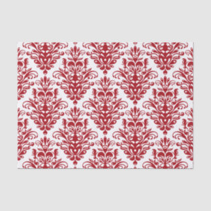 Papier Mousseline Motif élégant rouge foncé et blanc de damassé