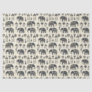 Papier Mousseline Motif éléphant bohème tribal (1)