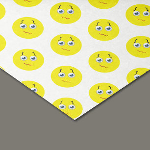 Papier Mousseline Motif Emoji Jaune Confus