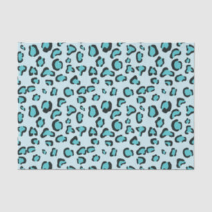 Papier Mousseline Motif Empreinte de léopard bleu