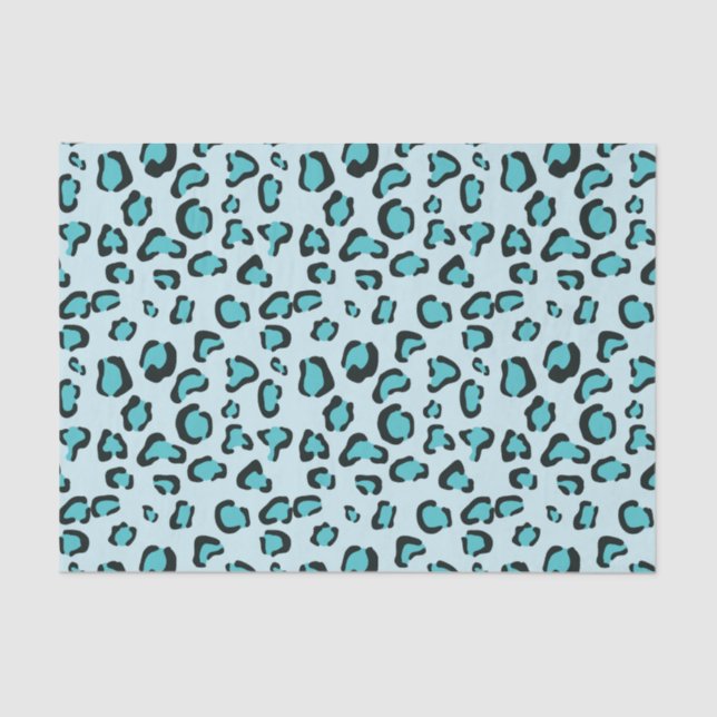 Papier Mousseline Motif Empreinte de léopard bleu (Recto)