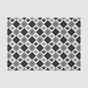 Papier Mousseline Motif Empreinte de patte Jacquard noir et gris