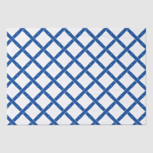 Papier Mousseline Motif en bambou blanc et bleu