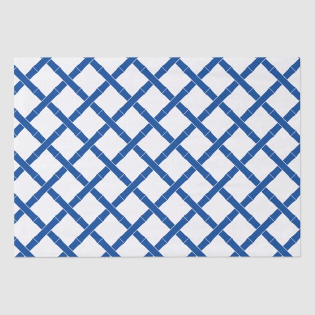Papier Mousseline Motif en bambou blanc et bleu (Recto)