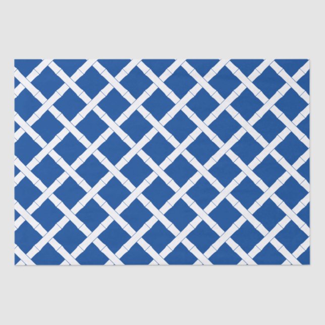 Papier Mousseline Motif en bambou bleu et blanc (Recto)