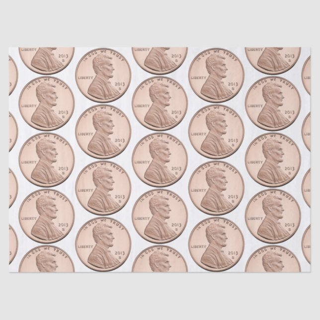 Papier Mousseline Motif en cuivre Penny Coin - Lincoln Cent Design (Recto)