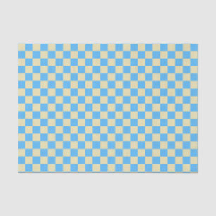 Papier Mousseline Motif en damier esthétique rétro Bleu Blanc