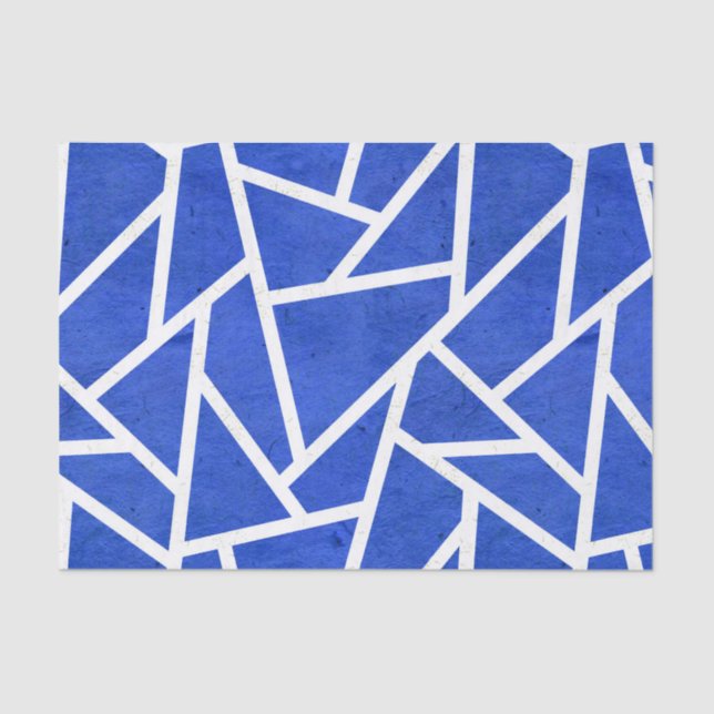 Papier Mousseline Motif en mosaïque bleue et blanche (Recto)